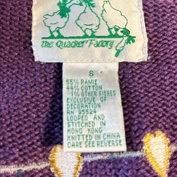 Vintage Quacker Factory Garden Angel Miracles Purple Cardigan Sweater - Picture 4 of 10
